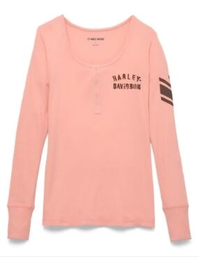 NWT Harley-Davidson Long Sleeve Henley Top with Sleeve Graphics 96463-22VW